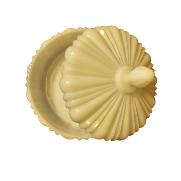 Anchor Hocking Vintage Old Cafe Milk Glass Candy Dish with Lid - Picture 3 of 6